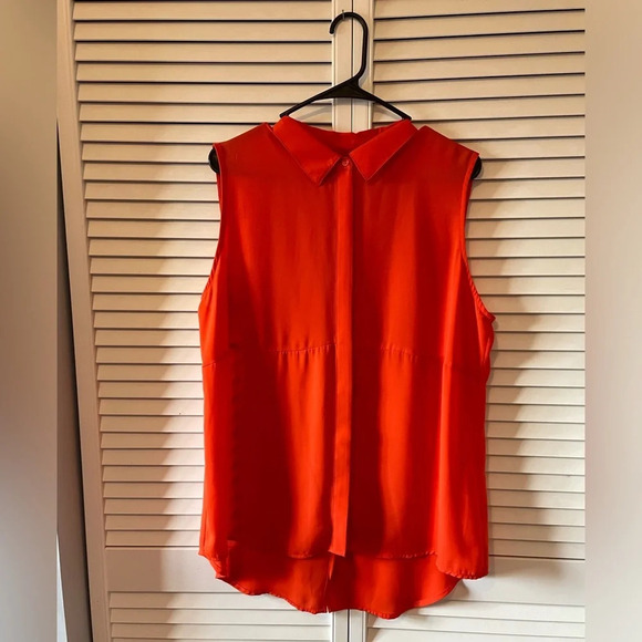 Apt. 9 Women’s Bright Orange Button Down Sleeveless Top Split Open Back XLarge - Picture 1 of 12